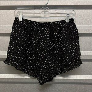 Super Down Black Polka Dot Women's Shorts Size Medium Ruffle Casual Beach Girly